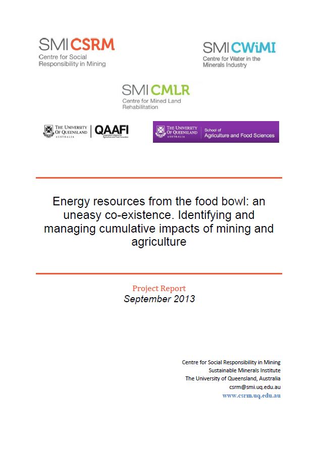 Energy resources from the food bowl: an uneasy co-existence. Identifying and managing cumulative impacts of mining and agriculture